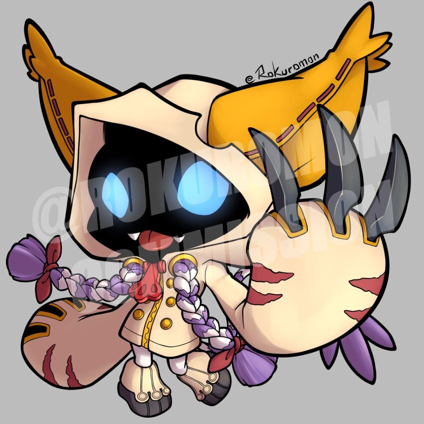 animal_ears blazblue cat cat_ears cosplay digimon digimon_(creature) gloves highres rokuromon tail tailmon taokaka taokaka_(cosplay)