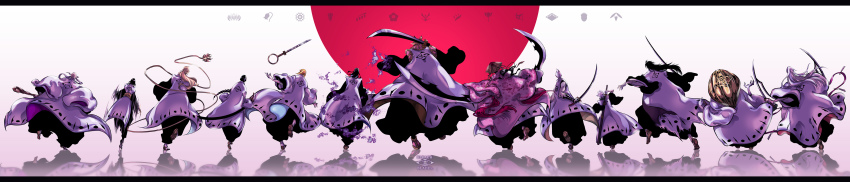 absurdres black_hair bleach bleach:_sennen_kessen-hen blonde_hair braid dotpaper facial_hair haori highres hirako_shinji hitsugaya_toushirou japanese_clothes komamura_sajin kuchiki_byakuya kurotsuchi_mayuri kyouraku_shunsui long_hair long_image muguruma_kensei ootoribashi_roujuurou shihakusho short_hair sui-feng sword tabi taichou_haori ukitake_juushirou unohana_retsu waraji weapon white_hair wide_image yamamoto-genryuusai_shigekuni zanpakutou zaraki_kenpachi