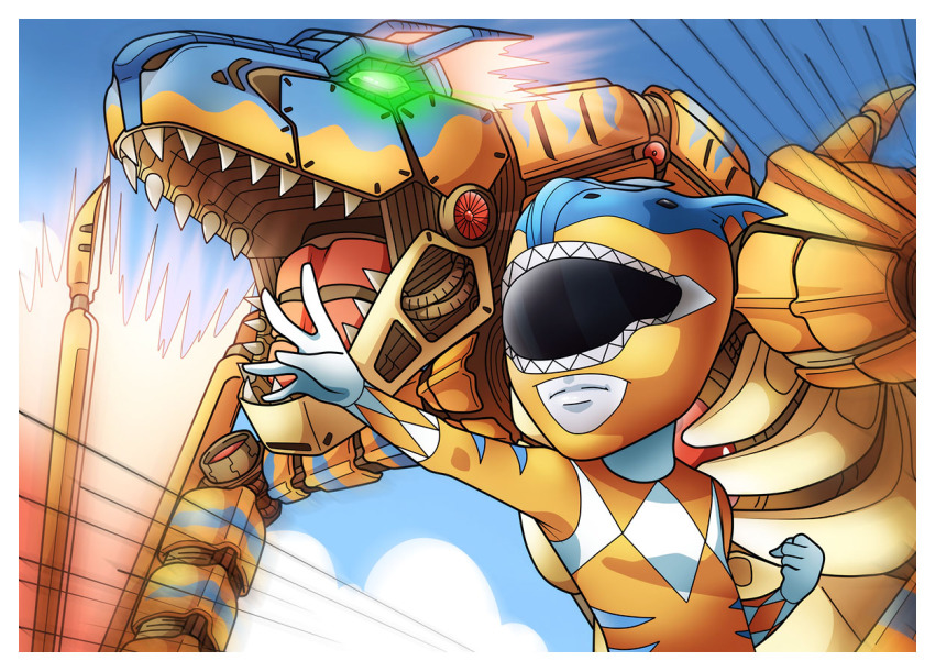animal animification ashmish capcom crossover daizyuzin dino_megazord dinozord dragon mecha mighty_morphin_power_rangers monster_hunter_(series) power_rangers robot super_sentai tigrex wyvern