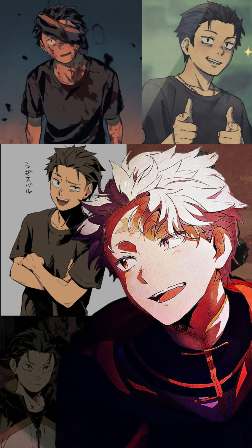 collage highres iwamushi natsuki_subaru non-web_source re:zero_kara_hajimeru_isekai_seikatsu third-party_edit