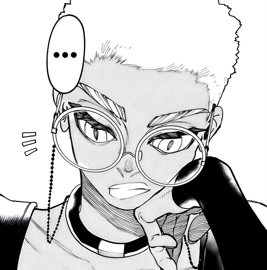 absurdres dark-skinned_female dark_skin gachiakuta glasses highres reading semiu_grier short_hair solo urana_kei white_hair