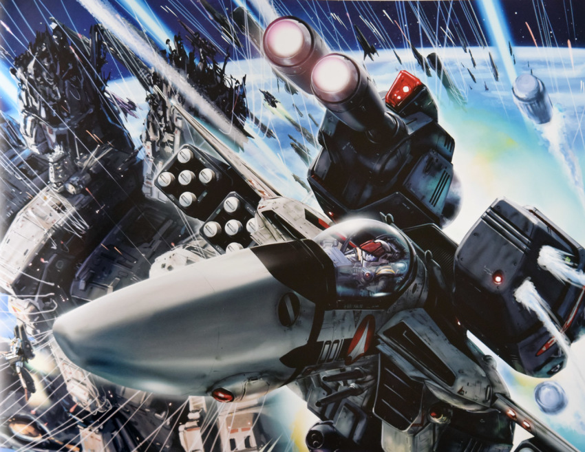 1boy alien battle choujikuu_yousai_macross cloud cockpit damaged debris dirty earth_(planet) emblem energy_beam energy_cannon fleet glowing gunpod helmet ichijou_hikaru insignia itano_circus machinery macross macross:_do_you_remember_love? mecha meltrandi missile missile_pod nupetiet-vergnitzs ocean official_art orbit pilot pilot_suit planet promotional_art radar_dish radio_antenna realistic robot roundel scan science_fiction sdf-1 space spacecraft spacesuit spoilers storm_attacker tenjin_hidetaka thrusters traditional_media u.n._spacy variable_fighter vehicle_focus vf-1 vf-1_strike vf-1s when_you_see_it zentradi