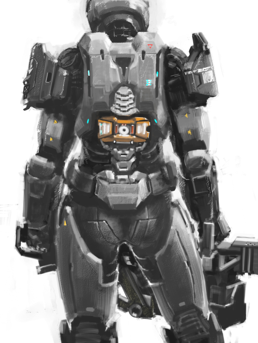 1girl armor ass back belt bodysuit dandy_(superdive43) female_focus gun halo_(game) halo_(series) helmet highres machine_gun male_focus pauldrons power_armor power_suit shoulder_armor solo spartan spartan-b312 spartan_(halo) standing weapon white_background
