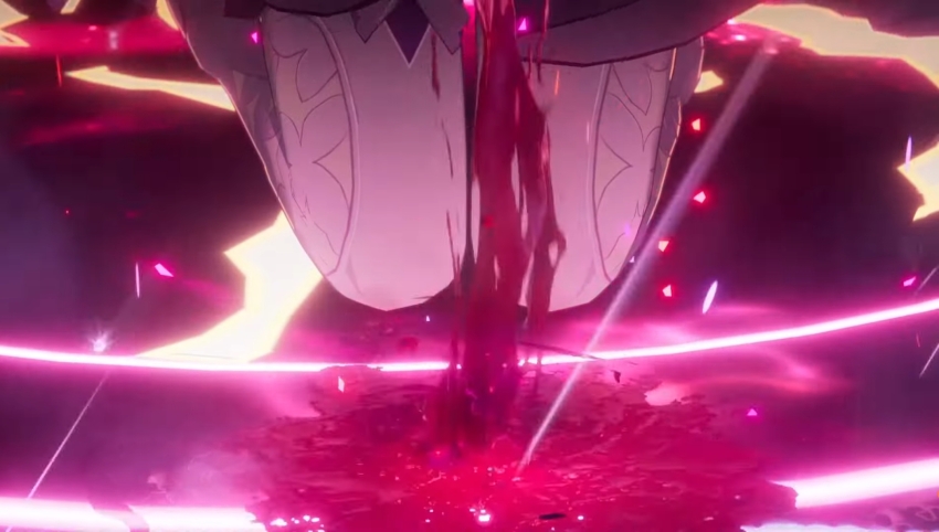1girl anime_screenshot bad_source castorice_(honkai:_star_rail) highres honkai:_star_rail honkai_(series) leggings mihoyo official_art sitting solo spoilers wariza white_leggings youtube