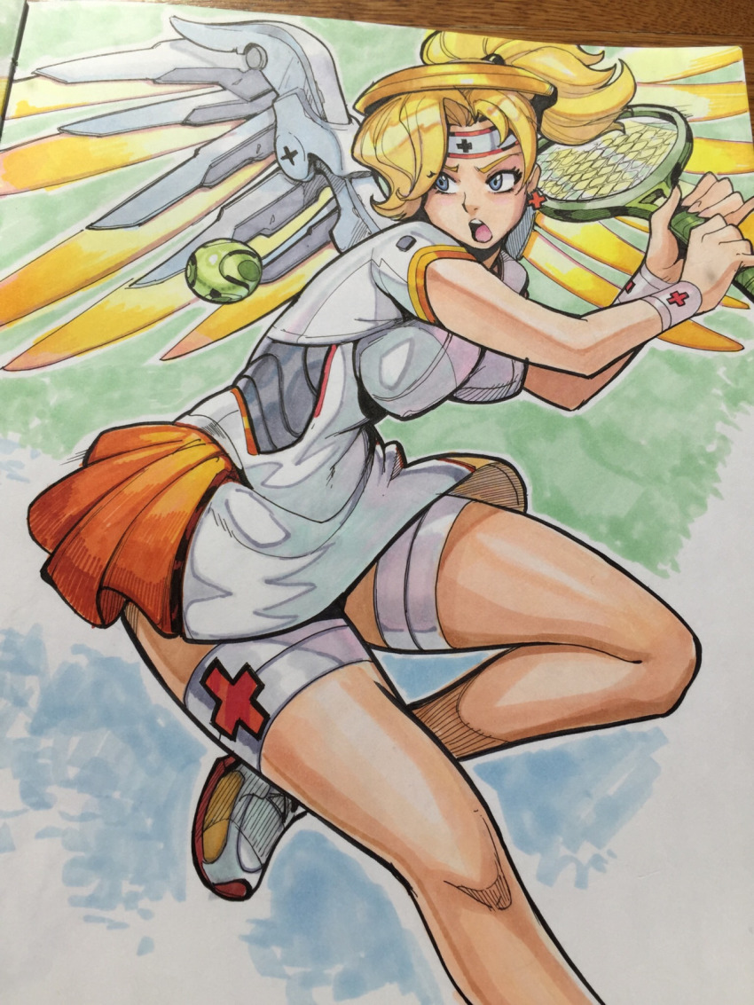 1girl blonde_hair female_focus highres mercy_(overwatch) overwatch overwatch_1 reiq solo