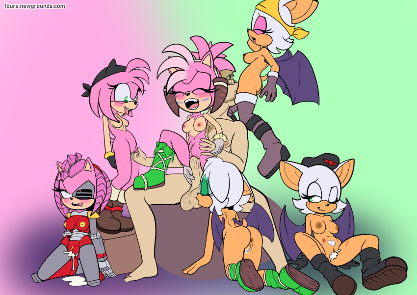1boy 6+girls amy_rose batten_rouge black_rose_(sonic_prime) green_eyes loli multiple_girls nipples penis prim_rouge pussy rebel_rouge rouge_the_bat rusty_rose sex sonic_(series) thorn_rose