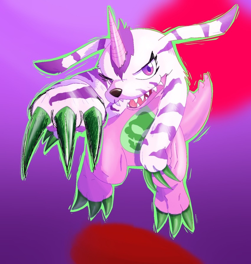 claws digimon digimon_(creature) highres looking_at_viewer psychemon skull solo tail