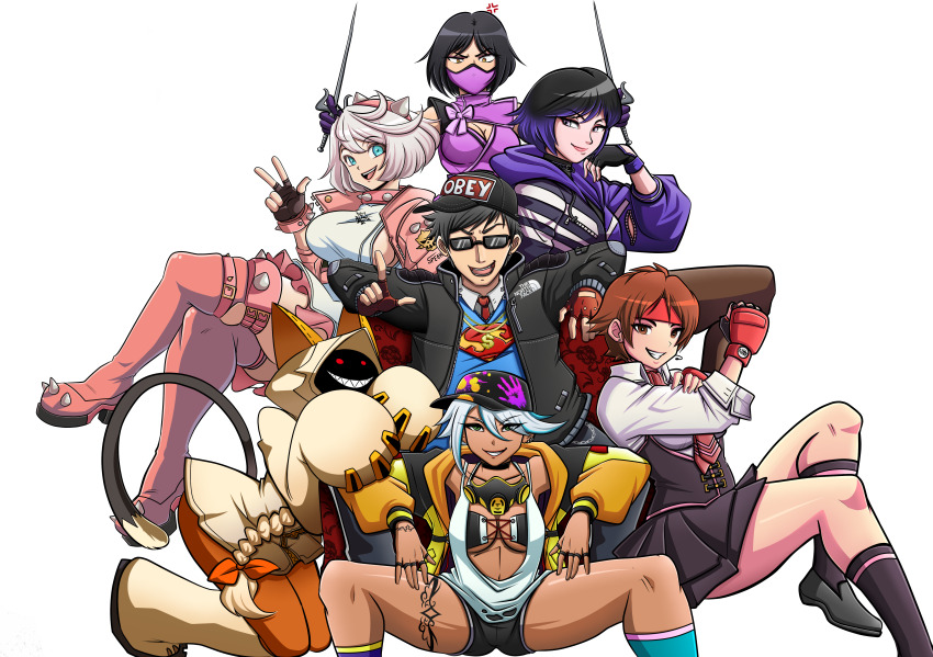 absurdres blazblue blood_rivals chris_hollway_(blood_rivals) crossover elphelt_valentine fighting_game guilty_gear highres isla_(kof) mileena_(mortal_kombat) mortal_kombat_(series) mortal_kombat_11 reina_(tekken) sakura_kasugano street_fighter taokaka tekken the_king_of_fighters