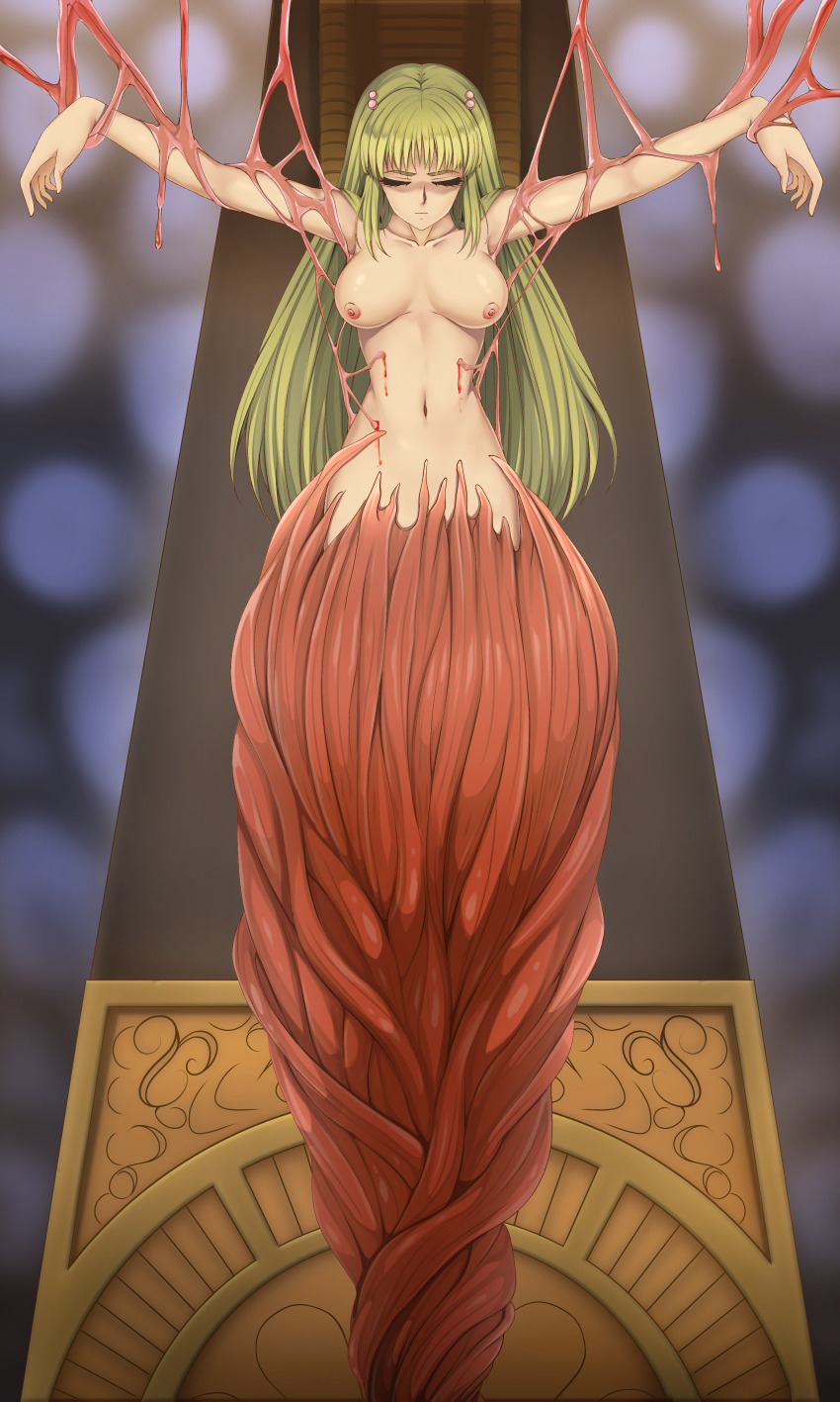 absurdres ashura_(kujaku_ou) blonde_hair blood highres human_sacrifice kujaku_ou missil_art_(pixiv) nipples