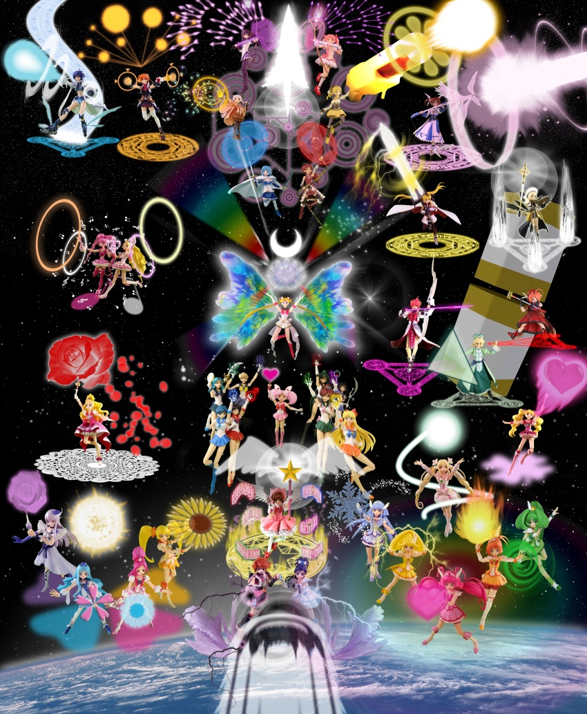 6+girls absurdres aino_minako akemi_homura akemi_homura_(magical_girl) attack bishoujo_senshi_sailor_moon bow_(weapon) cardcaptor_sakura cat_girl powering_up powering_up chibi_usa crossover cure_black cure_white earth_(planet) fate_testarossa figma half_moon highres hino_rei holding holding_bow_(weapon) holding_hands holding_weapon kaname_madoka kaname_madoka_(magical_girl) kino_makoto kinomoto_sakura lyrical_nanoha magical_girl mahou_shoujo_lyrical_nanoha mahou_shoujo_madoka_magica mahou_shoujo_madoka_magica:_hangyaku_no_monogatari miki_sayaka miki_sayaka_(magical_girl) mizuno_ami momoe_nagisa momoe_nagisa_(magical_girl) moon multiple_girls planet precure precure_all_stars sailor_chibi_moon sailor_jupiter sailor_mars sailor_mercury sailor_moon sailor_neptune sailor_pluto sailor_uranus sailor_venus sakura_kyoko sakura_kyoko_(magical_girl) shamal signum skirt space star_(sky) subaru_nakajima tagme takamachi_nanoha teana_lanster tomoe_mami tomoe_mami_(magical_girl) tsukino_usagi vita_(nanoha) weapon yagami_hayate