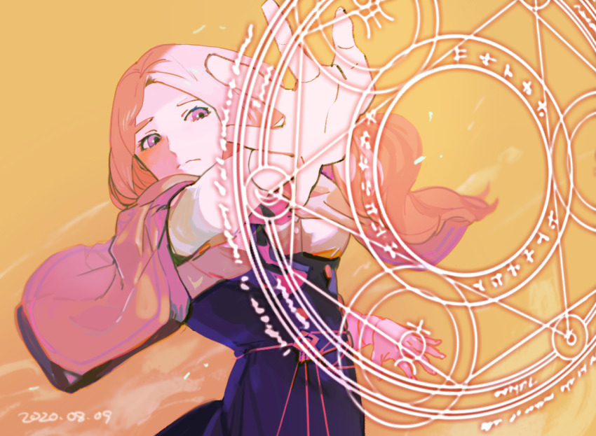 blonde_hair blue_eyes brown_capelet capelet casting_spell fire_emblem fire_emblem:_three_houses garreg_mach_monastery_uniform long_hair looking_at_viewer low-tied_long_hair low_ponytail mercedes_von_martritz nintendo ponytail tnka_3