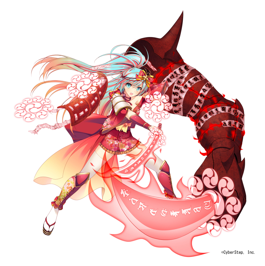 &gt;:o 1girl :o blue_eyes blue_hair breasts cleavage female_focus high_ponytail highres holding japanese_clothes katana lolita_fashion long_hair looking_at_viewer matching_hair/eyes miyamoto_musashi_(onigiri) onigiri_(mmorpg) open_mouth ponytail ruton-niki siddham simple_background solo sword thighhighs tomoe_(symbol) v-shaped_eyebrows wa_lolita weapon white_background white_thighhighs zettai_ryouiki