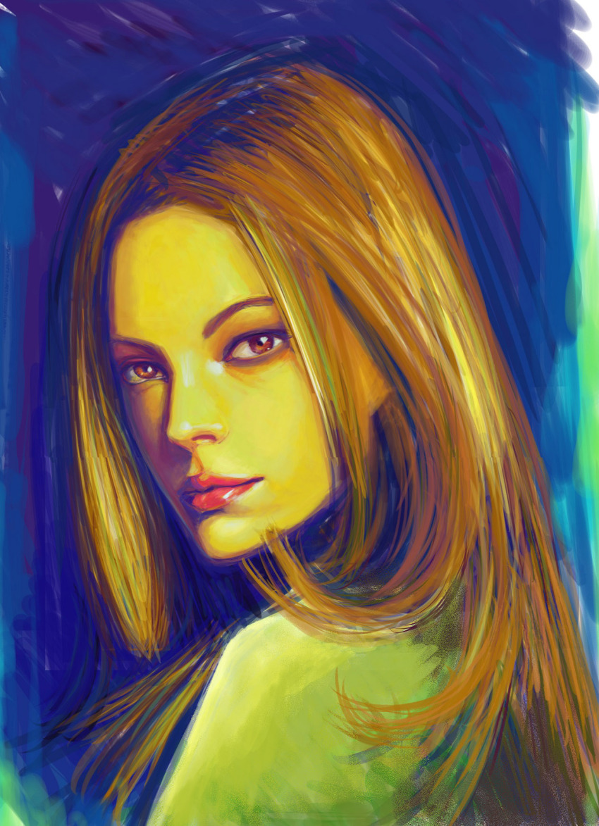 00s 1girl angelalen female_focus highres long_hair looking_at_viewer orange_hair portrait realistic self-upload sola solo