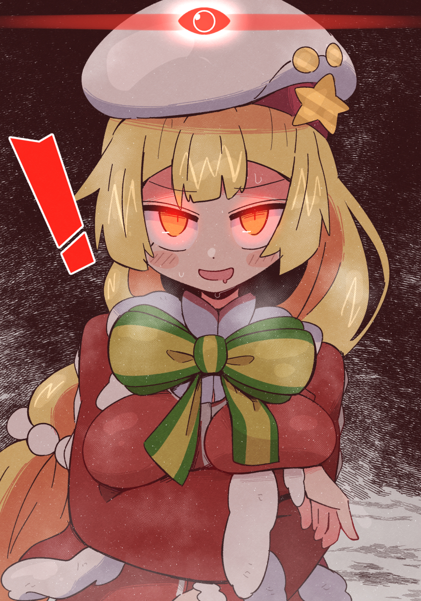 1girl alpha_pokemon alternate_breast_size blonde_hair breasts kurachi_mizuki large_breasts lillie_(holiday_2024)_(pokemon) lillie_(pokemon) low_ponytail nintendo official_alternate_costume pokemon pokemon_masters_ex ponytail santa_costume solo sweat