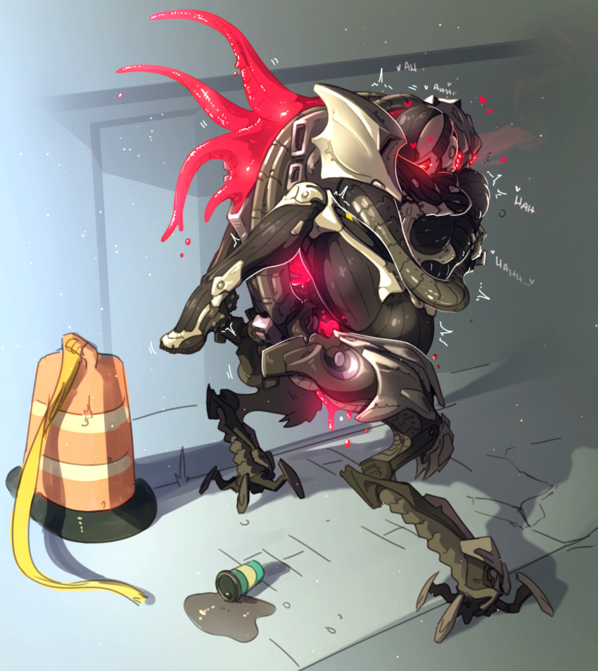1boy 1girl alien black_bodysuit bodysuit breasts clothed_sex commentary covered_face crysis cup disposable_coffee_cup disposable_cup english_commentary full_body goggles hetero highres hug interspecies justrube large_breasts leg_lock power_suit red-tinted_eyewear science_fiction sex skin_tight suspended_congress thick_thighs thighs tinted_eyewear