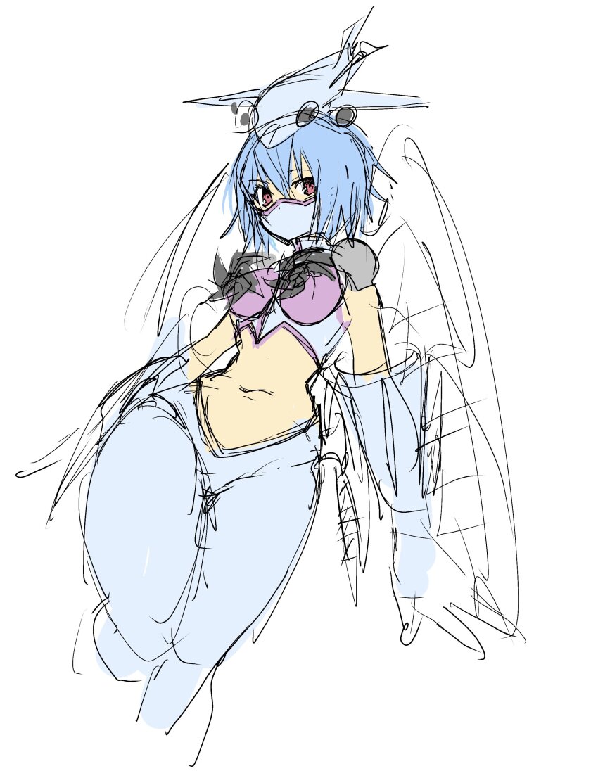 absurdres aircraft airplane digimon digimon_(creature) digimon_frontier highres jetsilphymon mask short_hair