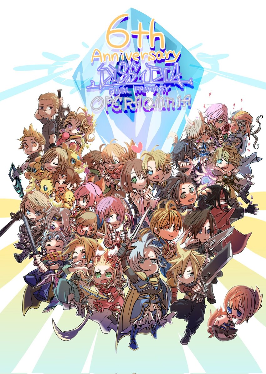 6+boys 6+girls ace_(fft-0) animal_ears anniversary armor bartz_klauser brother_and_sister cat_ears cecil_harvey ceodore_harvey chelinka clavat cloud_strife crisis_core_final_fantasy_vii dirge_of_cerberus_final_fantasy_vii dissidia_final_fantasy dissidia_final_fantasy_opera_omnia father_and_son final_fantasy final_fantasy_crystal_chronicles final_fantasy_crystal_chronicles:_echoes_of_time final_fantasy_crystal_chronicles:_ring_of_fates final_fantasy_crystal_chronicles_the_crystal_bearers final_fantasy_i final_fantasy_ii final_fantasy_iii final_fantasy_iv final_fantasy_iv:_the_after_years final_fantasy_ix final_fantasy_tactics final_fantasy_type-0 final_fantasy_v final_fantasy_vi final_fantasy_vii final_fantasy_viii final_fantasy_x final_fantasy_xi final_fantasy_xii final_fantasy_xiii final_fantasy_xiii-2 final_fantasy_xiv final_fantasy_xv firion flower gunblade headband heart heart_hands heart_hands_duo highres in-franchise_crossover jack_garland lann_(world_of_final_fantasy) layle lightning_farron looking_at_viewer miqo&#039;te multiple_boys multiple_girls noctis_lucis_caelum onion_knight oshibainoticket parent_and_child pointy_ears ramza_beoulve reynn_(world_of_final_fantasy) rose serah_farron shantotto sherlotta siblings squall_leonhart stranger_of_paradise:_final_fantasy_origin sword tarutaru tidus tina_branford vaan_(ff12) vincent_valentine warrior_of_light_(ff1) weapon world_of_final_fantasy y&#039;shtola_rhul yuna_(ff10) yuri_(ffcc) zack_fair zidane_tribal