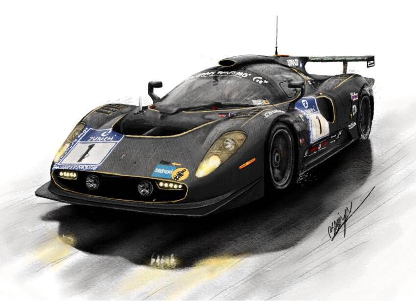 car ferrari ferrari_p4/5_competizione gran_turismo motor_vehicle no_humans original race_vehicle racecar radio_antenna richard_benjamin road shadow signature spoiler_(automobile) sponsor vehicle_focus