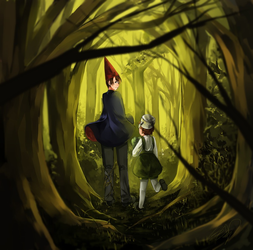 2boys brothers frog_(over_the_garden_wall) gregory_(over_the_garden_wall) half-siblings hat highres multiple_boys myuniques over_the_garden_wall siblings teapot wirt_(over_the_garden_wall)