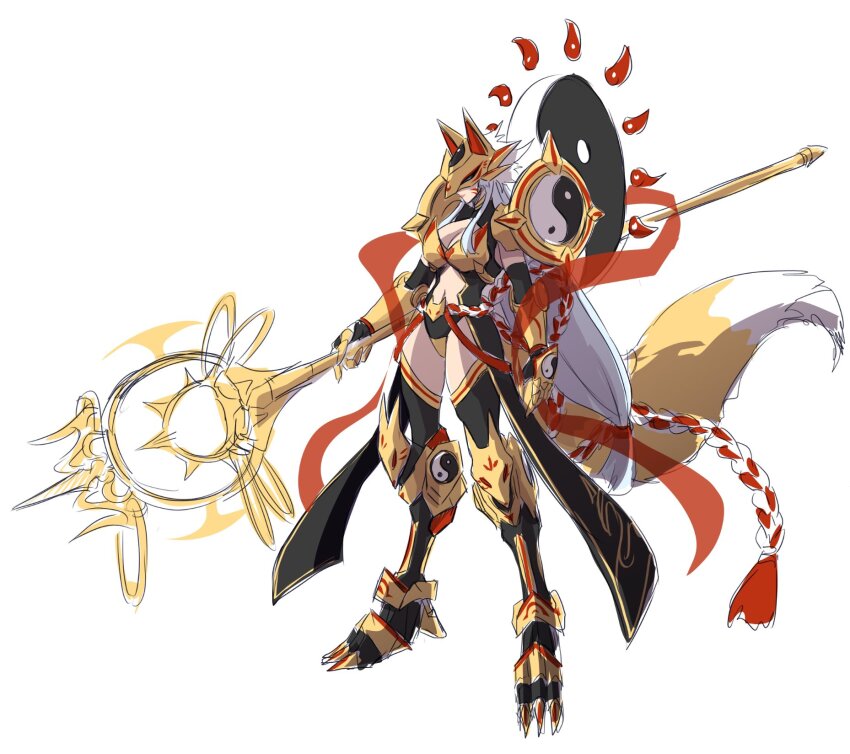 1girl armor digimon digimon_(creature) female_focus highres mask sakuyamon sakuyamon_x-antibody solo x-antibody yin_yang