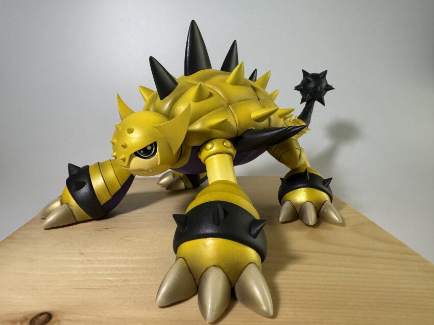 absurdres ankylomon claws digimon digimon_(creature) digimon_adventure_02 figure helmet highres horns mace photo_(medium) real_life solo spiked_mace spikes tail weapon