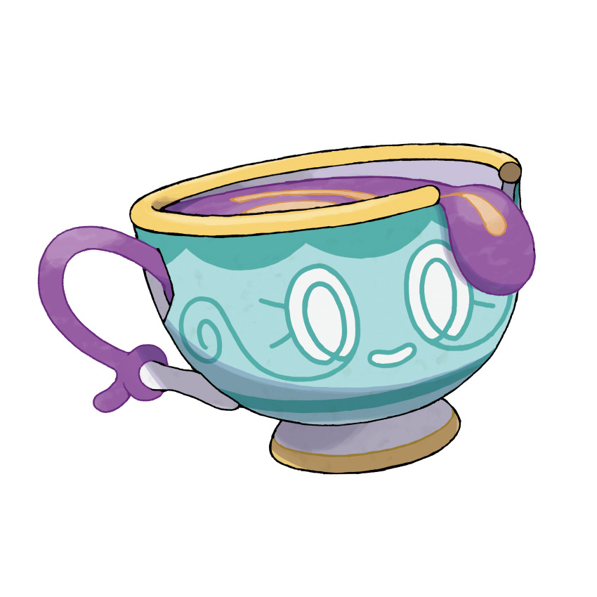absurdres animate_object artist_request closed_mouth full_body gen_8_pokemon highres nintendo no_humans official_art outline pokemon pokemon_(creature) pokemon_focus pokemon_swsh sinistea smile solo third-party_source transparent_background white_outline