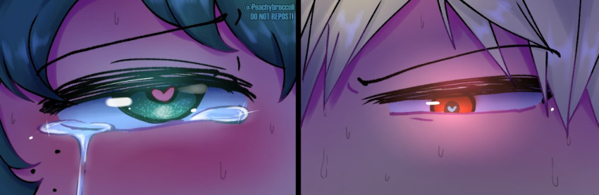 bakudeku bakugou_katsuki blonde_hair blush boku_no_hero_academia bones_(company) crying crying_with_eyes_open freckles green_eyes green_hair happy_tears heart heart-shaped_pupils looking_at_another messy_hair midoriya_izuku peachybroccoli red_eyes sex shounen_jump spiked_hair sweatdrop symbol-shaped_pupils tears yaoi