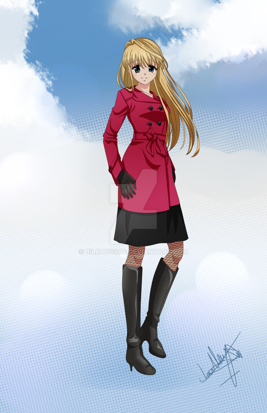 boots coat fashion highres japan knee_boots underbar_summer winter winter_clothes winter_coat