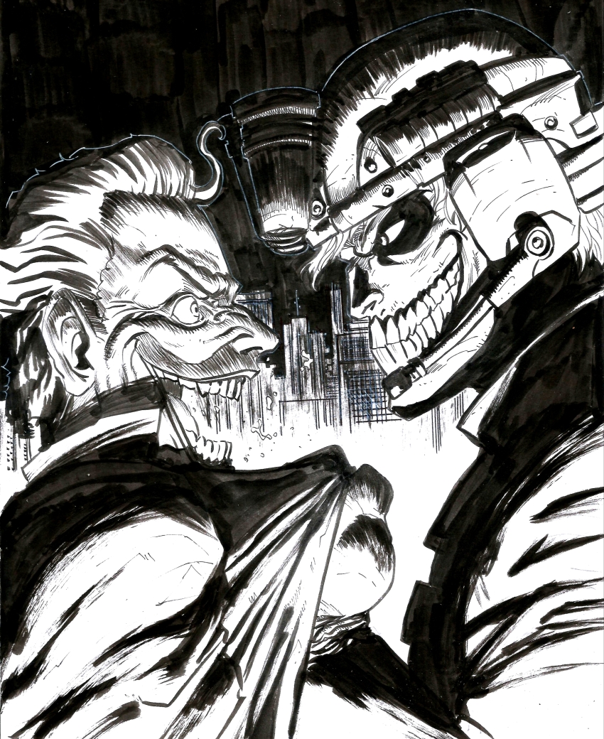 absurdres comic crossover dc_comics highres killer_hunts_killer monster_boy original_design red_colter skull the_joker