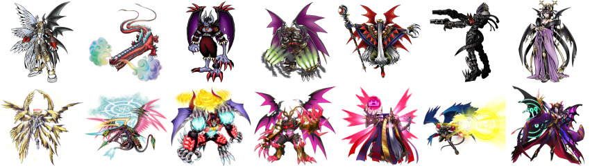 barbamon barbamon_x-antibody beelzebumon beelzebumon_x-antibody belphemon belphemon_rage_mode belphemon_x-antibody claws demon demon_(digimon) demon_x-antibody digimon gun highres leviamon leviamon_x-antibody lilithmon lilithmon_x-antibody lucemon_falldown_mode lucemon_x-antibody official_art seven_great_demon_lords staff tail weapon wings