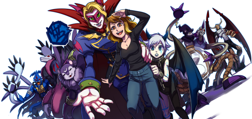 crescent_moon digimon highres infermon marindevimon mask mephismon moon neodevimon original smile tentacles vamdemon vampire wings