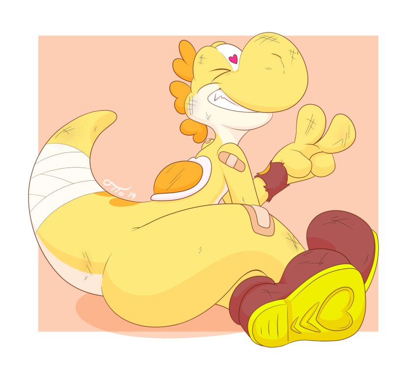 1boy absurdres highres mario_(series) nintendo otto0ttsy sitting smile wink yoshi