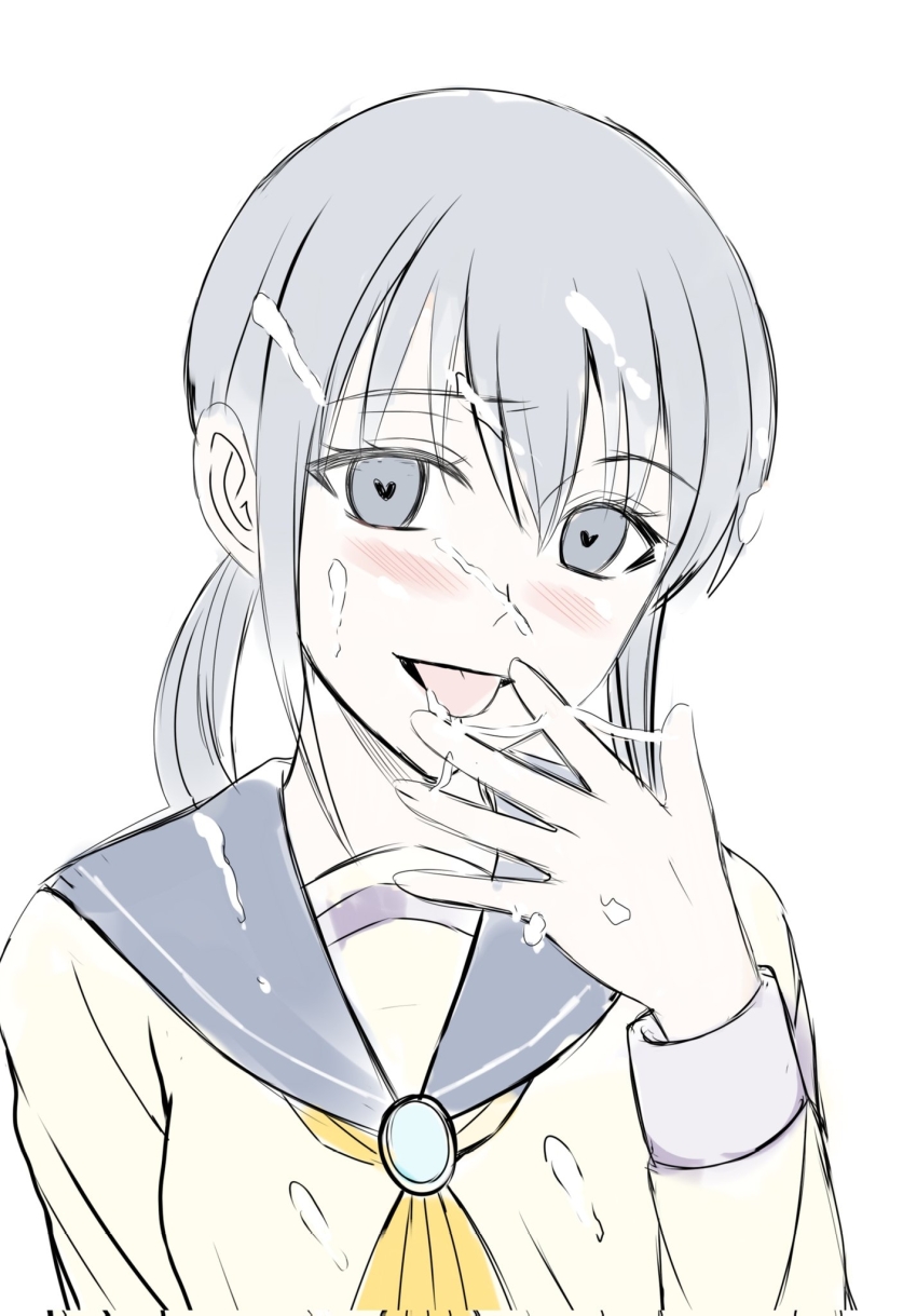 after_fellatio breasts corpse_party cpsuna5119 cum cum_on_body facial highres kishinuma_yoshiki nipples oral sex shinozaki_ayumi tagme