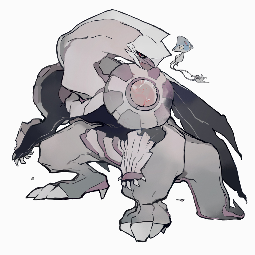 absurdres azelf black_sclera blue_skin claws colored_sclera colored_skin crack full_body gem gen_4_pokemon grey_skin highres keroreud legendary_pokemon muted_color nintendo no_humans palkia pink_gemstone pink_skin pokemon pokemon_(creature) pokemon_focus red_eyes simple_background white_background white_skin wings yellow_eyes