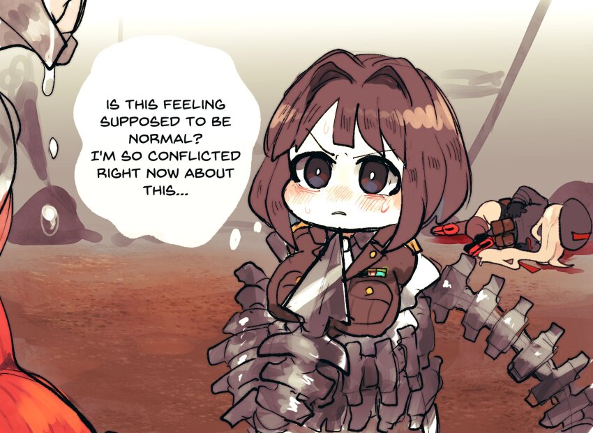 2girls chatterbox_(nikke) commander_(nikke) female_commander_(nikke) genderswap genderswap_(mtf) goddess_of_victory:_nikke highres kouwelm multiple_girls rapi_(nikke) robot tagme