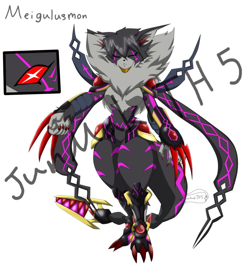 1girl digimon digimon_(creature) female_focus furry gulusgammamon highres hybrid meicrackmon meicrackmon_vicious_mode original solo
