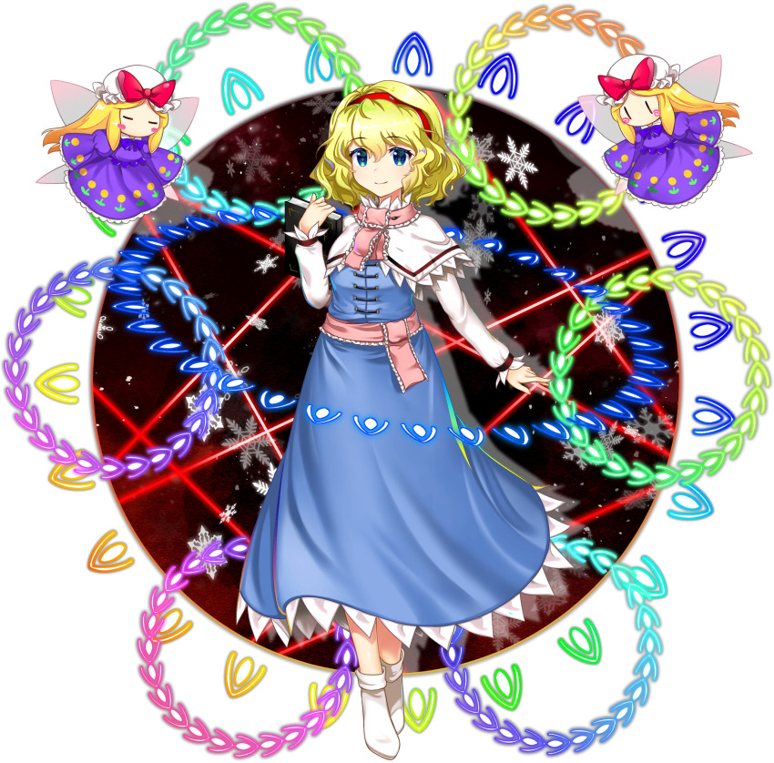 1girl alice_margatroid alice_margatroid_(cherry_blossom) blonde_hair blue_dress blue_eyes book bow capelet character_request closed_mouth danmaku dress frilled_sash full_body game_cg hairband hat hat_bow highres holding holding_book long_sleeves looking_at_viewer official_art perfect_cherry_blossom pink_sash purple_dress red_hairband rotte_(1109) sash smile socks solo third-party_source touhou touhou_lostword transparent_background waist_sash wavy_hair white_capelet white_hat white_socks wide_sleeves wings |_|