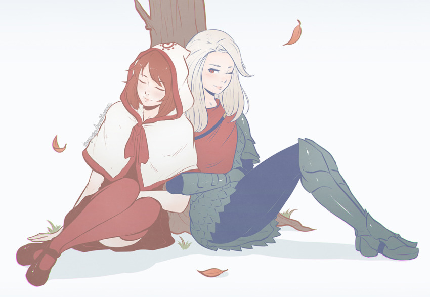 2girls cath female_focus kaho_(momodora) koyorin momodora:_reverie_under_the_moonlight multiple_girls red_hair yuri