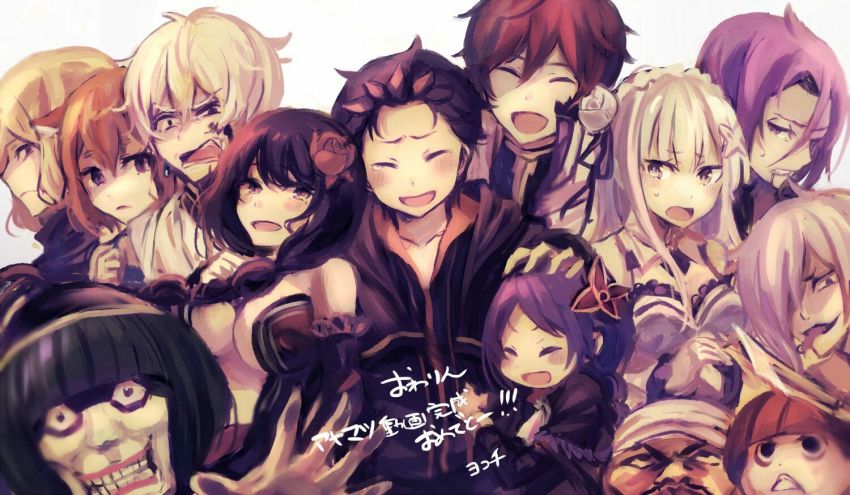 artist_request black_dress breasts capelet cleavage dress elsa_granhilte emilia_(re:zero) felix_argyle fur_capelet fur_trim headpat julius_juukulius large_breasts long_hair medium_breasts meili_portroute mulitple_girls multiple_boys natsuki_subaru otto_suewen petelgeuse_romaneeconti re:zero_kara_hajimeru_isekai_seikatsu regulus_corneas reinhard_van_astrea tagme witch_cult_uniform