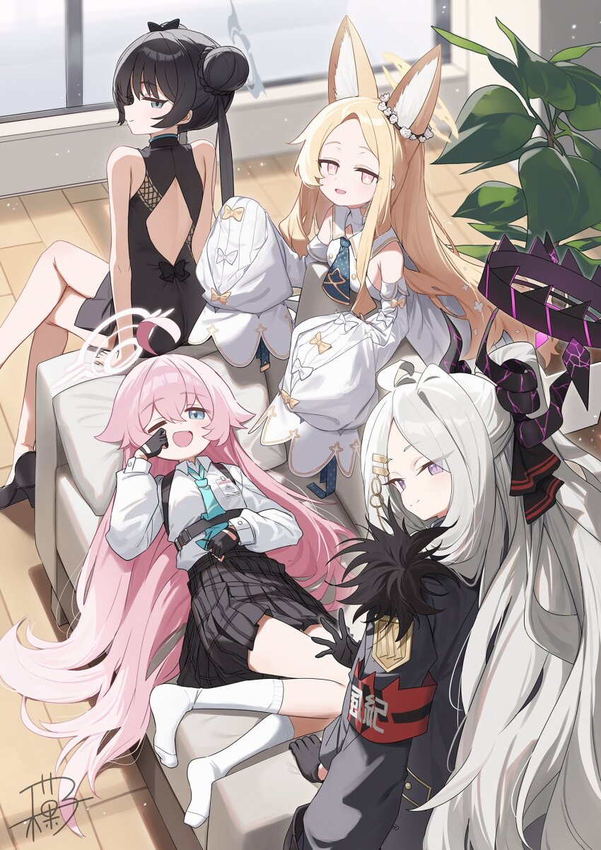 blue_archive highres hina_(blue_archive) hoshino_(blue_archive) kisaki_(blue_archive) seia_(blue_archive) wagashi928