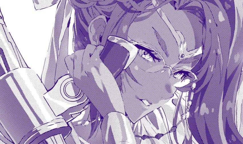 1girl commentary dark-skinned_female dark_skin fire_emblem fire_emblem_heroes glasses greyscale heimdallr_(fire_emblem) highres holding holding_megaphone looking_at_viewer megaphone monochrome nintendo short_hair simple_background smile solo tiara tsujii_luki upper_body
