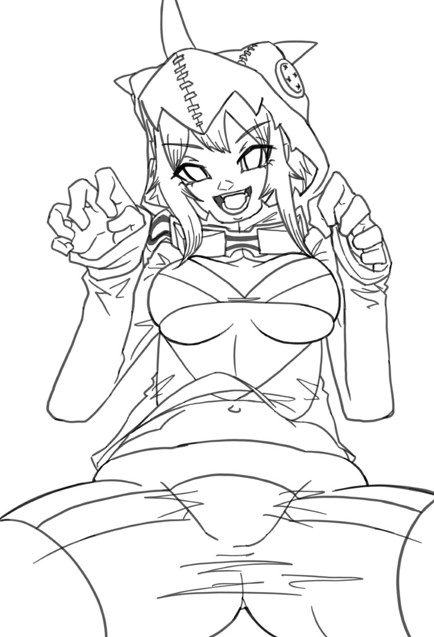 bikini bikini_top_only cosplay digimon digimon_world_re:digitize digimon_world_re:digitize_decode goggles goggles_around_neck highres hood hoodie shinomiya_rina spread_legs swimsuit v-dramon v-dramon_(cosplay)