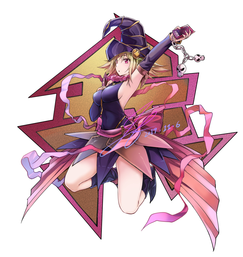 1girl absurdres armpits bare_back bare_shoulders blonde_hair boots breasts cellphone_charm charm_(object) detached_sleeves duel_monster female_focus gagaga_girl hat highres huge_filesize jeffrey10 large_breasts long_hair phone red_eyes sideboob skull sleeveless solo witch_hat yu-gi-oh! yu-gi-oh!_zexal yuu-gi-ou yuu-gi-ou_zexal
