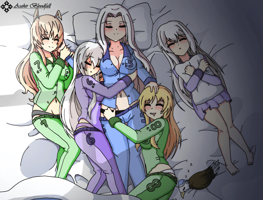 5girls absurdres asahir azur_lane eagle_(azur_lane) enterprise_(azur_lane) grim_(azur_lane) highres hornet_(azur_lane) little_enterprise_(azur_lane) multiple_girls sleeping tagme wasp_(azur_lane) yorktown_(azur_lane)