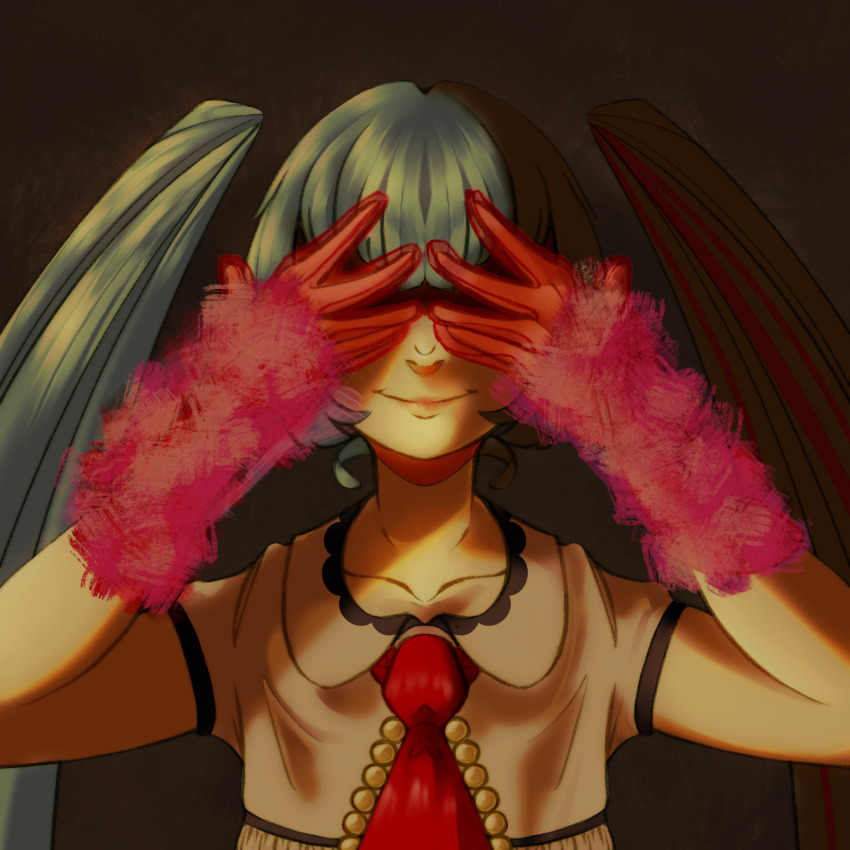 1girl album_cover_redraw aqua_hair ariana_grande blue_hair derivative_work hatsune_miku hatsune_miku_(vocaloid4) highres long_hair necktie self-upload sigmaxv simple_background smile solo twintails vocaloid