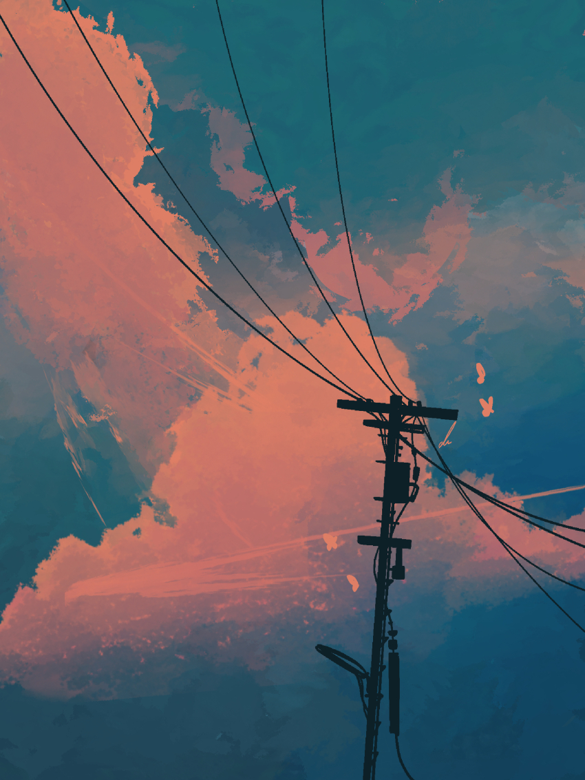 cloud cloudy_sky commentary ele_artworks english_commentary highres no_humans original outdoors power_lines scenery signature sky utility_pole
