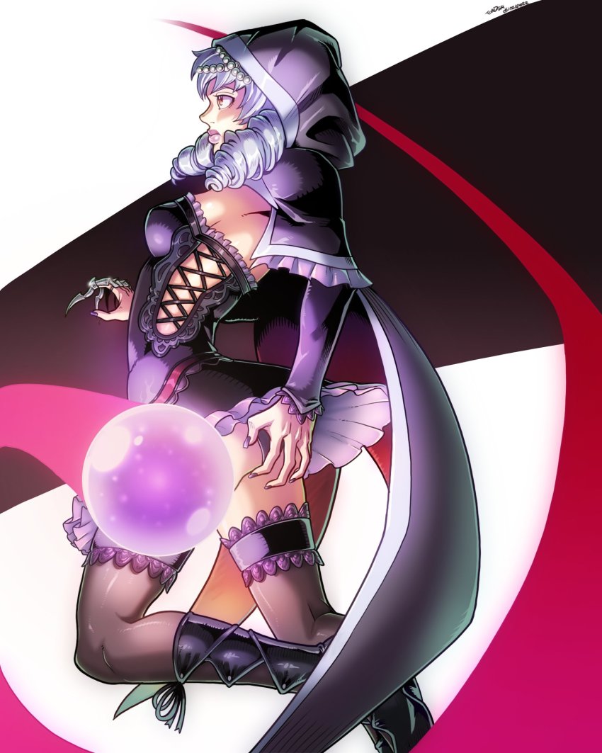 1girl highres purple_eyes silver_hair soul_calibur soulcalibur soulcalibur_v thighhighs viola_(soulcalibur)