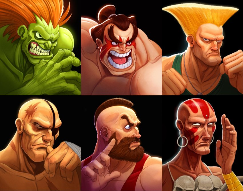 absurdres blanka dhalsim e._honda guile highres parody portrait sagat street_fighter tribute zangief