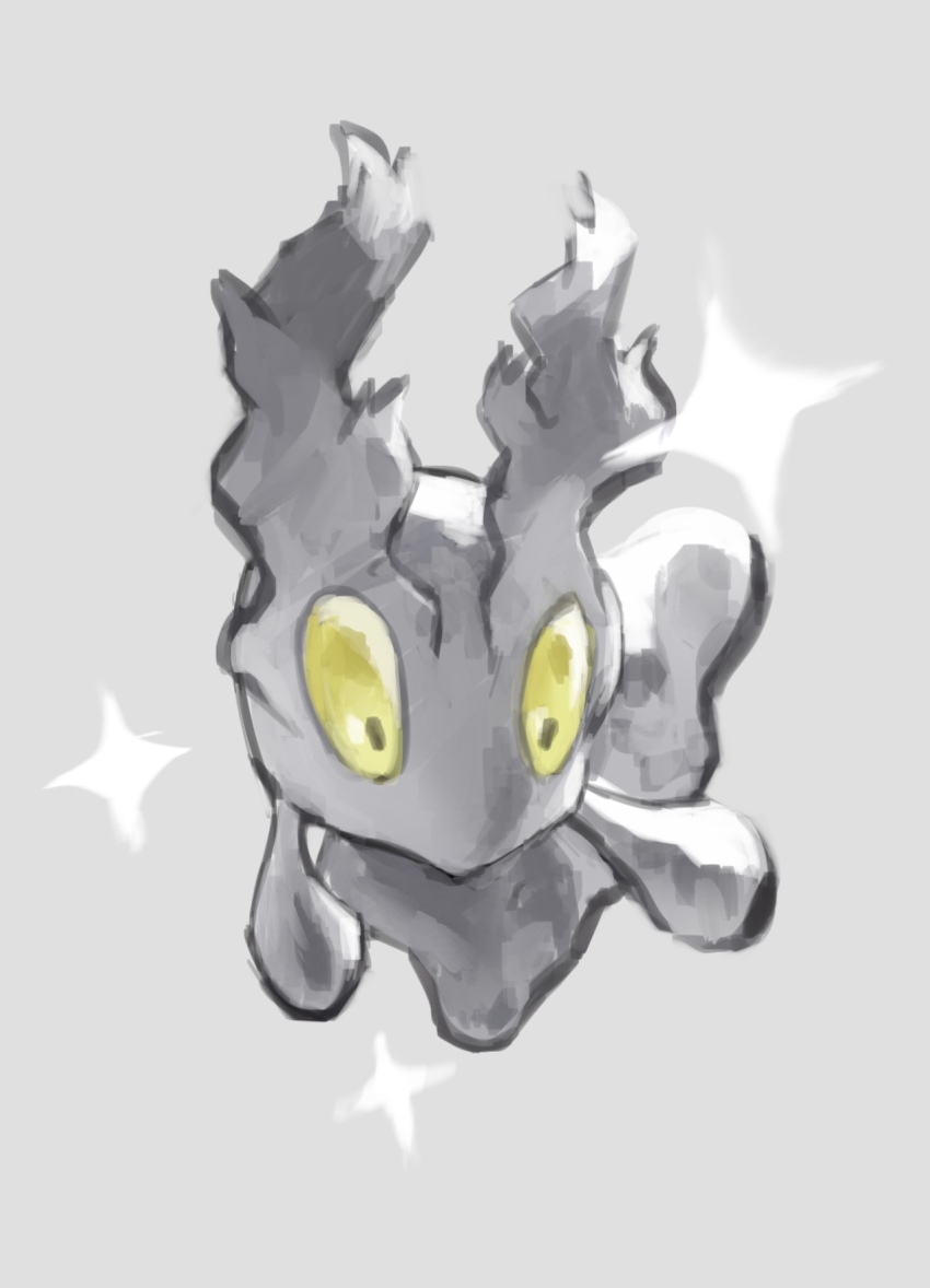 af_(afloatisland) alternate_color animal_focus full_body gen_2_pokemon grey_background highres looking_ahead nintendo no_humans pokemon pokemon_(creature) shiny_pokemon simple_background slugma solo sparkle yellow_eyes