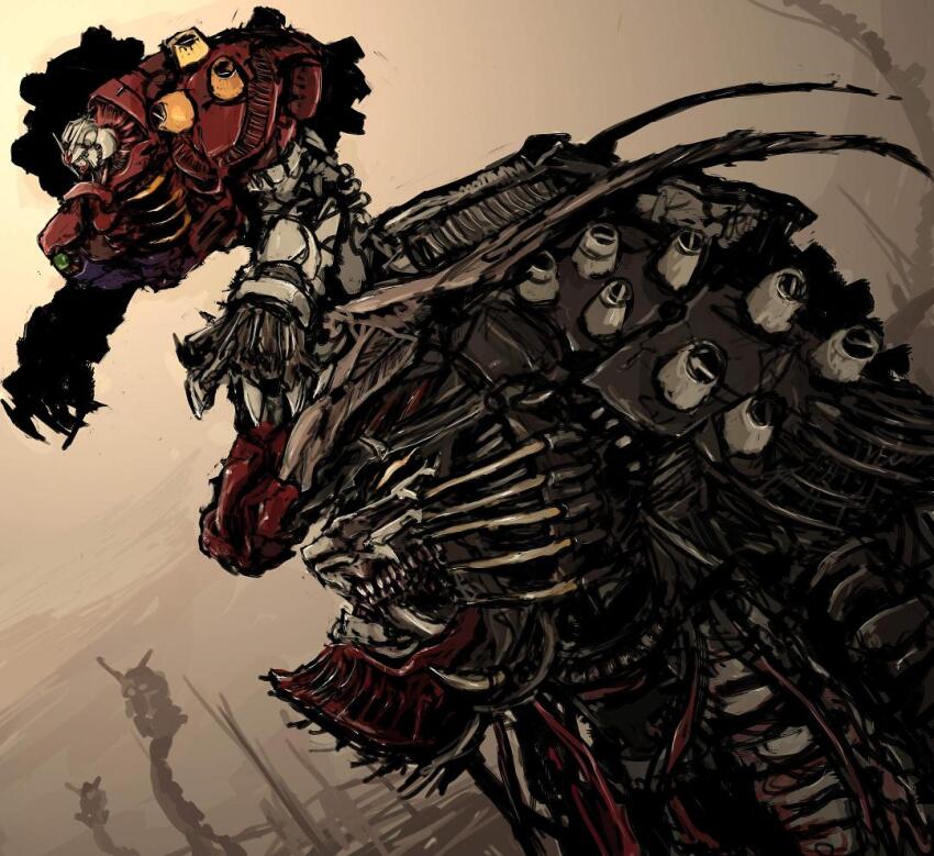 armor biomechanical biopunk black_armor blue_armor cable claws clenched_teeth devil_gundam g_gundam grey_armor gundam mecha mechanical_tentacles mobile_suit monster moto_murabito multicolored_armor multiple_heads outdoors red_armor robot shoulder_armor spikes teeth veins white_armor yellow_armor yellow_eyes